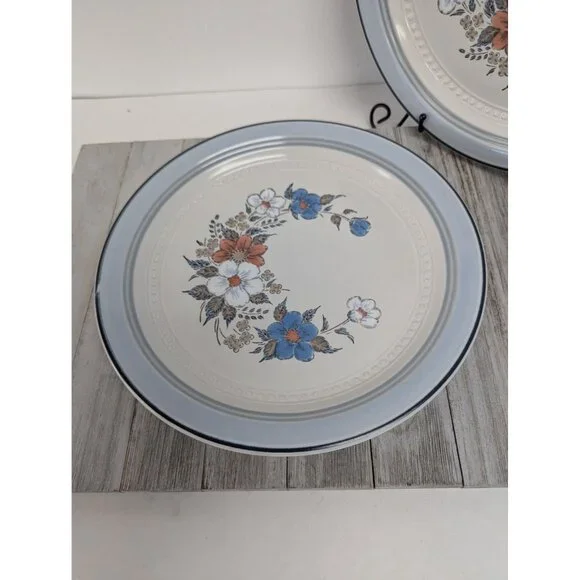 Vintage Johann Haviland Blue Bouquet Crowning Fashion Dinner Plates Set of 3 - Picture 3 of 6